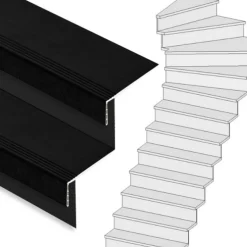 Stepwood Traprenovatie set - 1 kwart draai - 12 treden SPC toplaag Zwart incl. stootborden