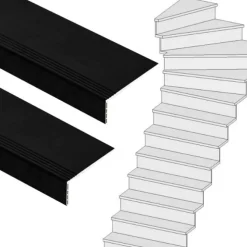 Stepwood Traprenovatie set - 1 kwart draai - 12 treden SPC toplaag Zwart