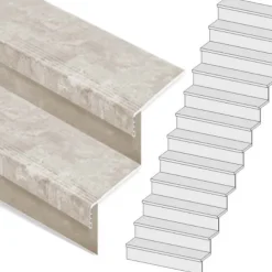 Stepwood Traprenovatie set - rechte trap - 12 treden SPC toplaag Beton Taupe incl. stootborden