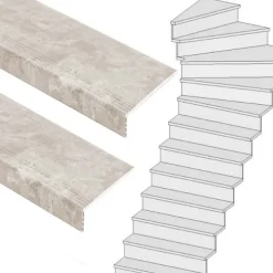 Stepwood Traprenovatie set - 1 kwart draai - 15 treden SPC toplaag Beton Taupe