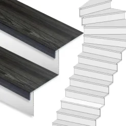 Stepwood Traprenovatie set - 1 kwart draai - 13 treden SPC toplaag Antraciet incl. witte stootborden