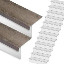 Stepwood Traprenovatie set - rechte trap - 16 treden SPC toplaag Verweerd eiken incl. witte stootborden