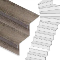 Stepwood Traprenovatie set - 1 kwart draai - 12 treden SPC toplaag Verweerd eiken incl. stootborden