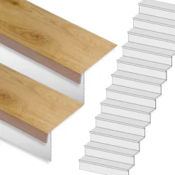 Stepwood Traprenovatie set - rechte trap - 15 treden SPC toplaag Licht eiken incl. witte stootborden