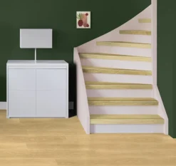 Stepwood Traprenovatie set - rechte trap - 15 treden SPC toplaag Licht eiken incl. witte stootborden