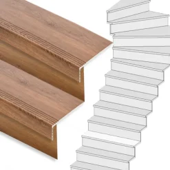 Stepwood Traprenovatie set - 1 kwart draai - 12 treden SPC toplaag Bruin eiken incl. stootborden