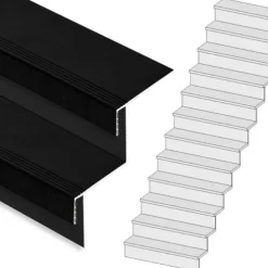 Stepwood Traprenovatie set - rechte trap - 15 treden SPC toplaag Zwart incl. stootborden