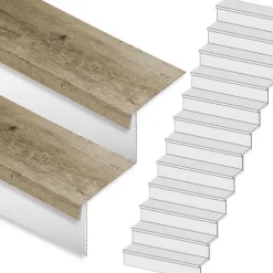 Stepwood Traprenovatie set - rechte trap - 15 treden SPC toplaag Rustiek eiken incl. witte stootborden