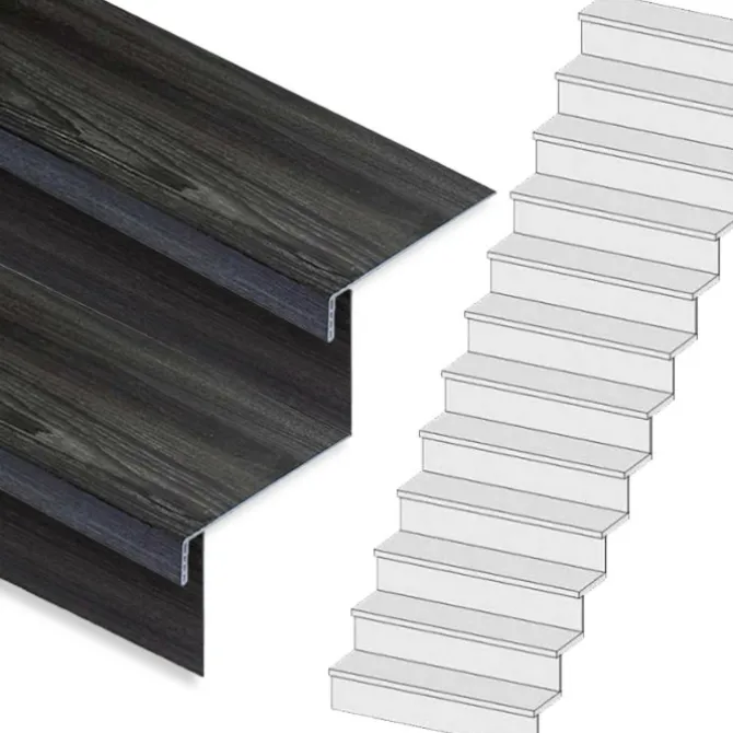 Stepwood Traprenovatie set - rechte trap - 16 treden SPC toplaag Antraciet incl. stootborden