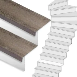 Stepwood Traprenovatie set - 1 kwart draai - 12 treden SPC toplaag Verweerd eiken incl. witte stootborden