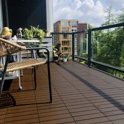 Terrastegel composiet co-extrusie Walnut click 30 x 30 cm