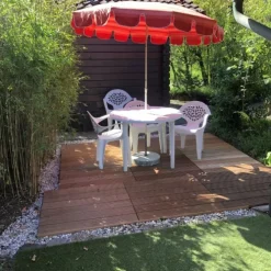 Terrastegel hardhout Bankirai 90 x 90 cm (50 mm) groeven