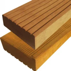 Trap en brug plank hardhout Bankirai 4,5 x 14,5 cm groef/ribbel