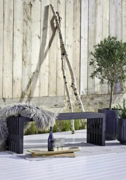 Tuinbank Rustik - Dennenhout zwart gebeitst - 138 x 36 x 45 cm