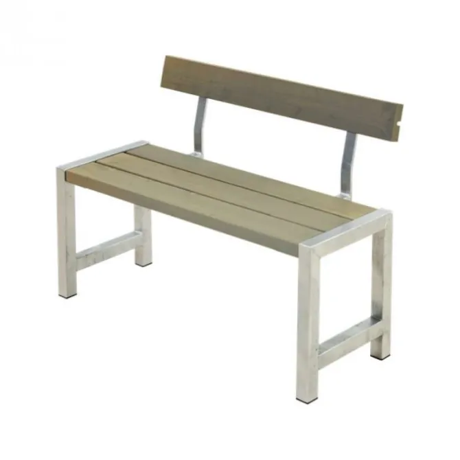 Tuinbank vuren Café - Hout & Staal gegrond grijsbruin met rugleuning - 50 x 127 x 75 cm