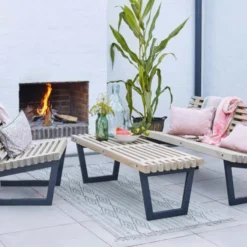 Tuinbank/tafel Siesta - Dennenhout grijs gebeitst - 138 cm breed