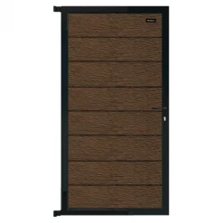 Tuindeur composiet Modular co-ex natural brown met zwart frame compleet (90 x 180 cm)