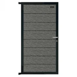 Tuindeur composiet Modular co-ex rock grey met antraciet alu frame compleet (90 x 180 cm)