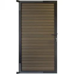 Tuindeur composiet Rhombus Double ipé met zwart aluminium frame compleet (90 x 180 cm)