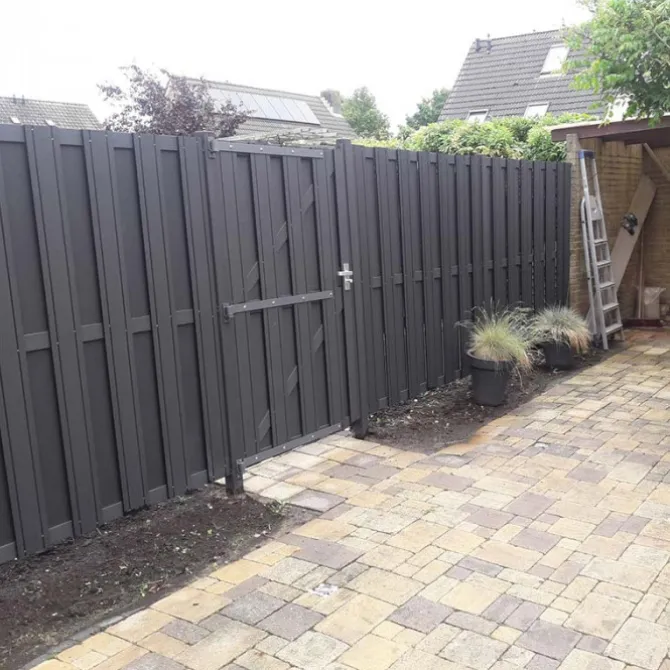 Tuindeur composiet Stijl antraciet met antraciet alu frame incl. hang&sluitwerk (100 x 180 cm)