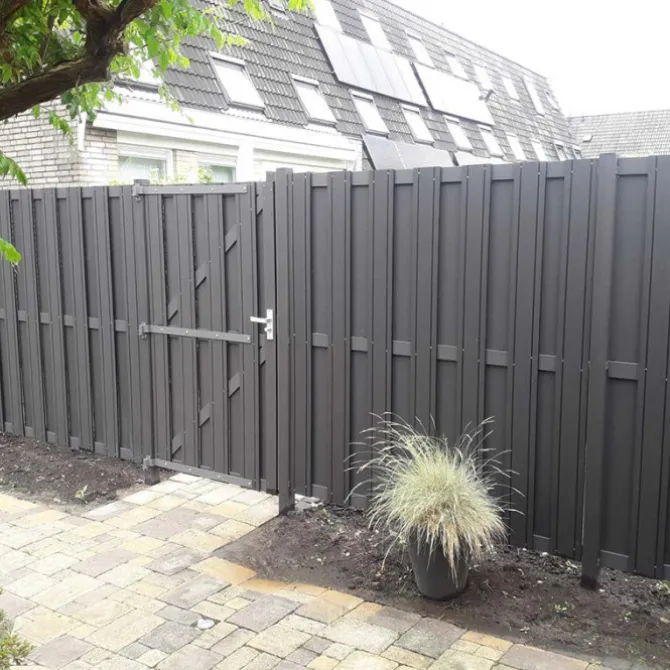 Tuindeur composiet Stijl antraciet met antraciet alu frame incl. hang&sluitwerk (100 x 180 cm)