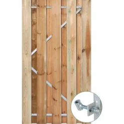 Tuindeur grenen recht met stalen frame groen geimpregneerd (110 x 195 cm)