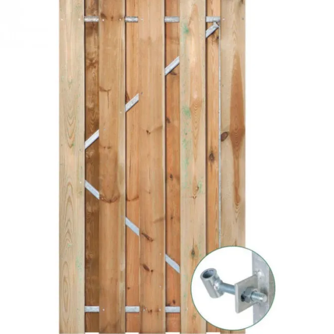 Tuindeur grenen recht met stalen frame groen geimpregneerd (100 x 195 cm)