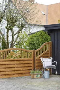 Tuindeur met doorkijk - Rondo toog groen geimpregneerd (100 x 142/145 cm)