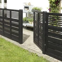 Tuindeur vuren - Silence louvre recht zwart (100 x 110 cm)