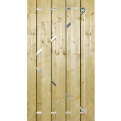 Tuindeur vuren recht met stalen frame groen geimpregneerd (100 x 180 cm) schermdikte 5,2 cm