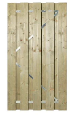 Tuindeur vuren recht met stalen frame groen geimpregneerd (100 x 180 cm) schermdikte 5,2 cm