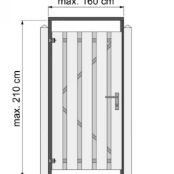 Tuindeurkozijn naaldhout met aanslaglat - zwart geïmpregneerd - max 160 cm - geschaafd