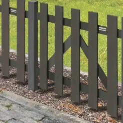 Tuinhek poort composiet Luxe antraciet met antraciet aluminium frame (100 x 80 cm) incl. beslag