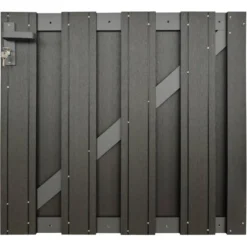 Tuinhek poort composiet Stijl antraciet met antraciet frame incl. hang- en sluitwerk (100 x 93,5 cm)