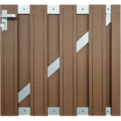 Tuinhek poort composiet Stijl bruin met alu frame incl. hang- en sluitwerk (100 x 93,5 cm)