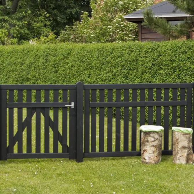 Tuinhekpoort vuren - Country recht zwart (100 x 98 cm)