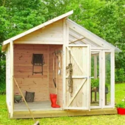 Tuinhuis met serre 6,6 m2 onbehandeld 316 x 208 x 285 cm