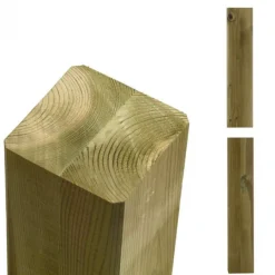 Tuinpaal vuren 9 x 9 cm groen geimpregneerd ongepunt geschaafd