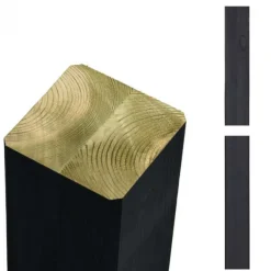 Tuinpaal vuren 9 x 9 cm zwart ongepunt geschaafd