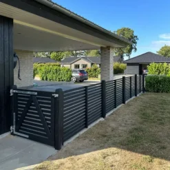 Tuinpoort vuren - Tokyo louvre recht zwart incl. beslag (100 x 90 cm)