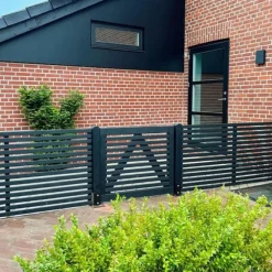 Tuinpoort vuren - Tokyo louvre recht zwart incl. beslag (100 x 90 cm)