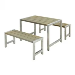 Tuinset vuren Café - Hout & Staal gegrond grijsbruin