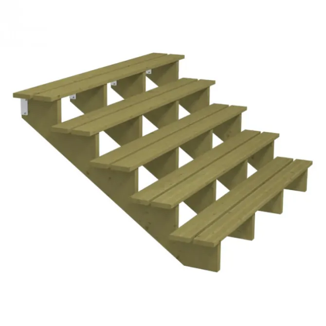 Tuintrap hout - 5 treden - inclusief treden - 126 x 88 x 180 cm