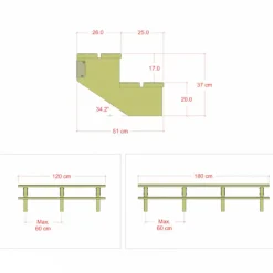Tuintrap hout - 2 treden - inclusief treden - 50 x 34 x 120 cm