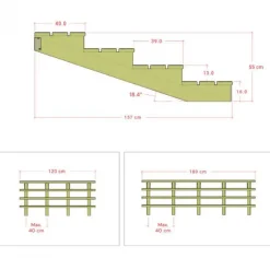 Tuintrap hout lui - 4 treden - inclusief treden - 157 x 55 x 120 cm