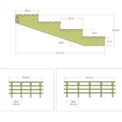 Tuintrap hout lui - 4 treden - inclusief treden - 157 x 55 x 180 cm