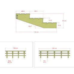 Tuintrap hout lui - 3 treden - inclusief treden - 118 x 42 x 180 cm
