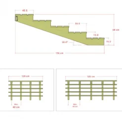 Tuintrap hout lui - 5 treden - inclusief treden - 196 x 67 x 120 cm