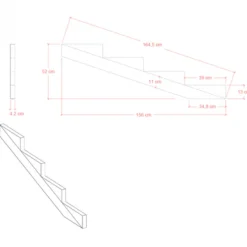 Tuintrap lui vuren geimpregneerd - Trapbalk 4 treden