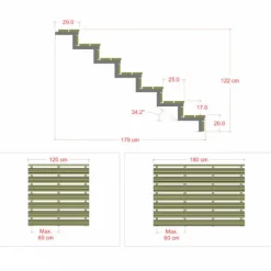 Tuintrap staal - 7 treden - inclusief treden 180 cm